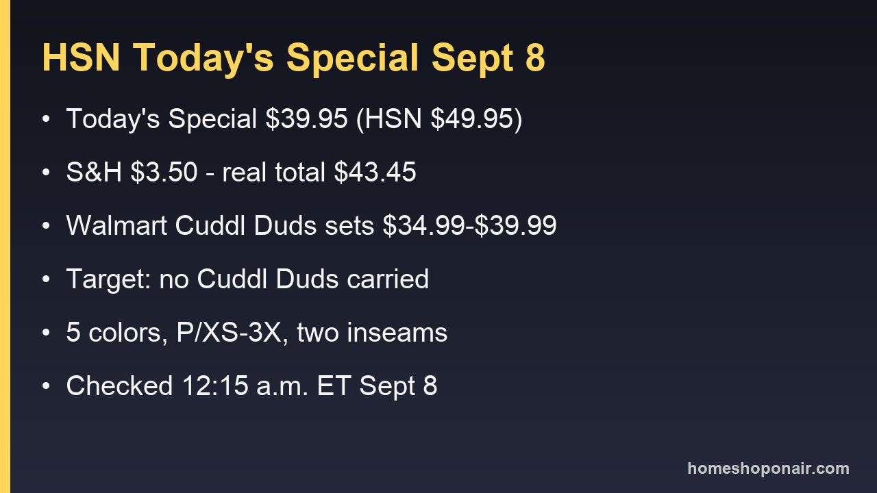 Price card: HSN Today's Special $39.95, shipping $3.50, delivered total $43.45