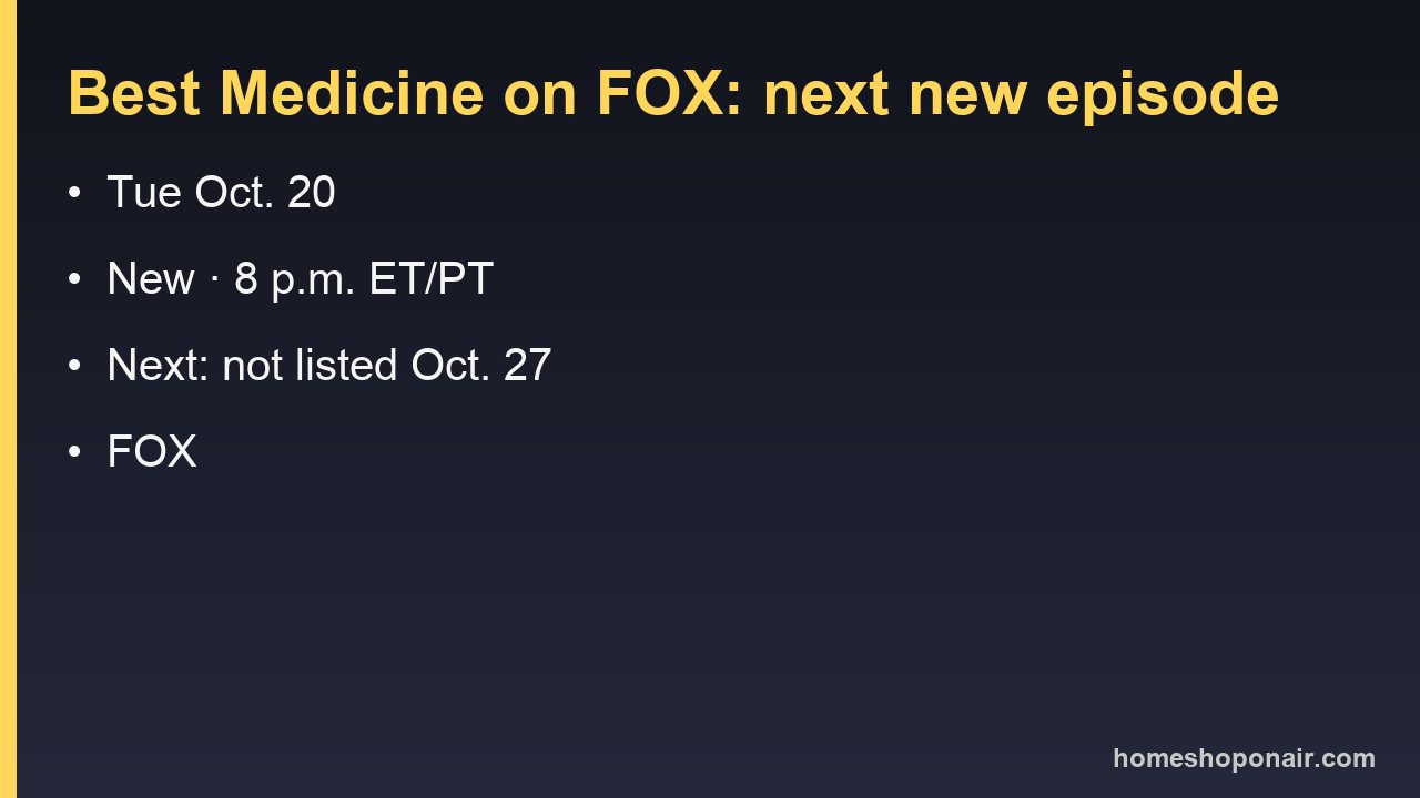 Best Medicine on FOX: next new episode and the Tuesday 8 p.m. slot