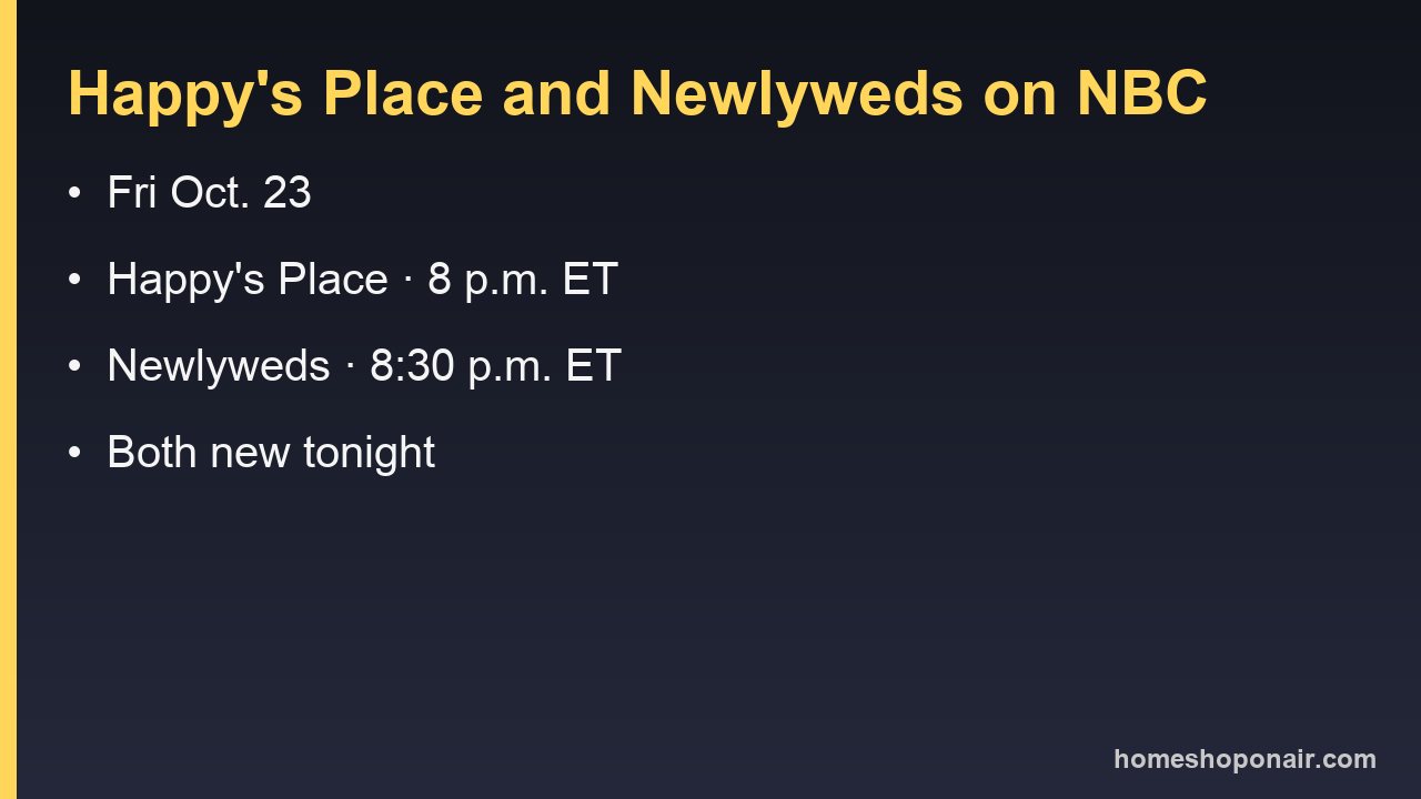 Happy's Place at 8 p.m. ET and Newlyweds at 8:30 p.m. ET on NBC, Friday, Oct. 23