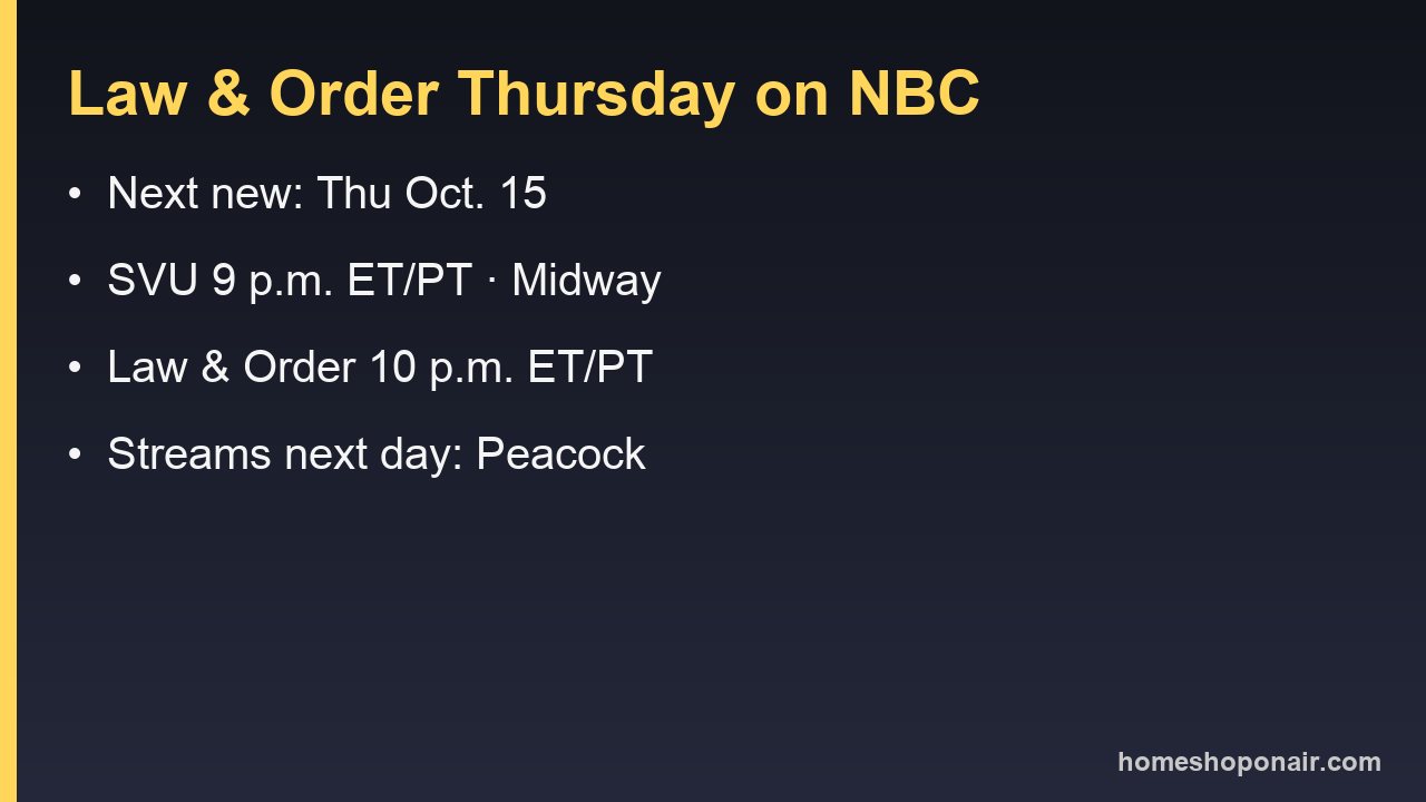 Law & Order: SVU and Law & Order: next new episodes on NBC Thursday, Oct. 22