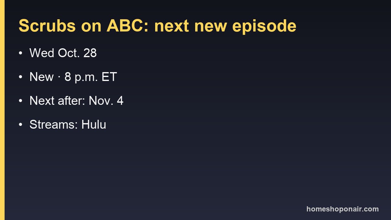 Scrubs on ABC: next new episode Wednesday, Oct. 28, 8 p.m. ET