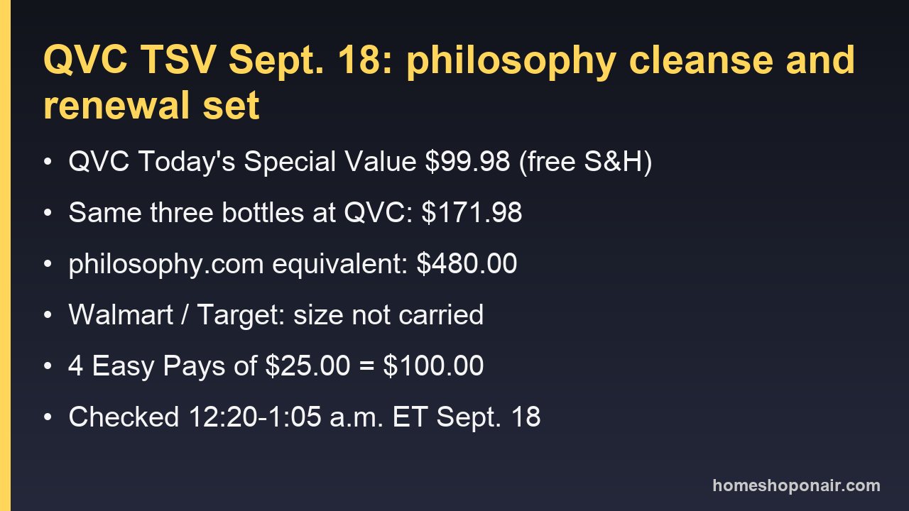 Price matrix card for the September 18 QVC Today's Special Value