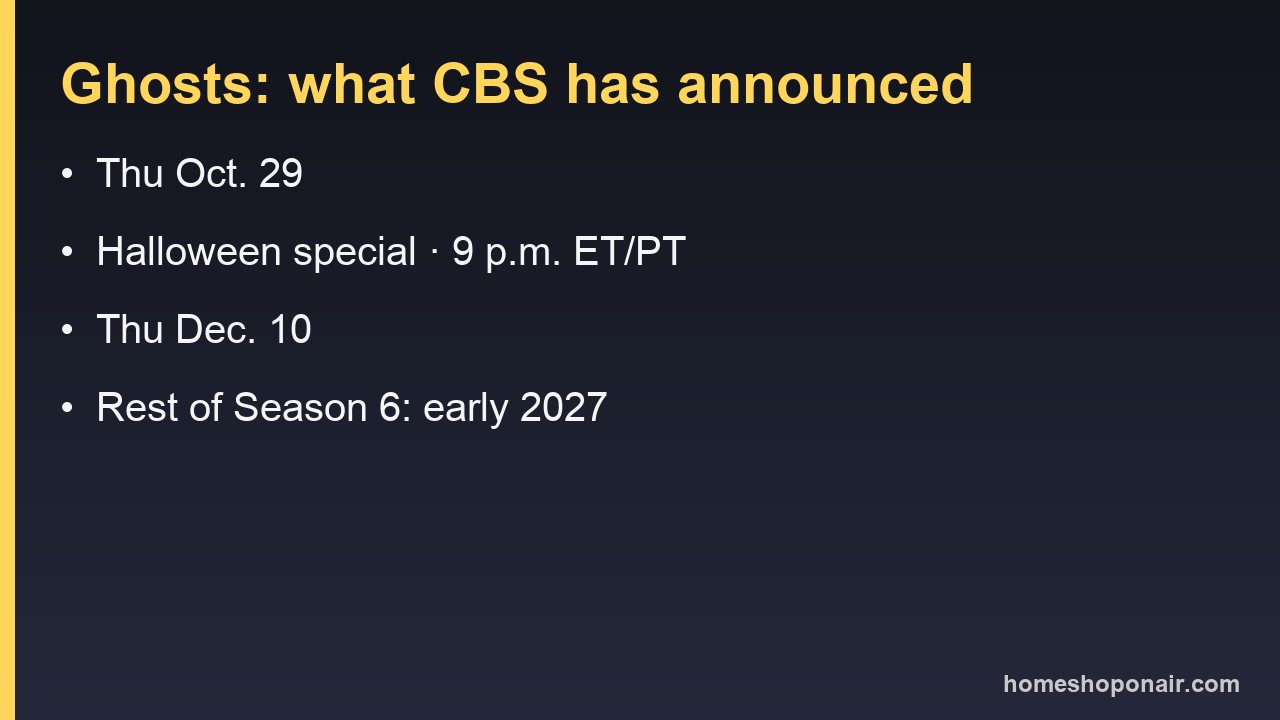 Ghosts Halloween special on CBS Thursday Oct. 29 and the rest of Season 6 in early 2027